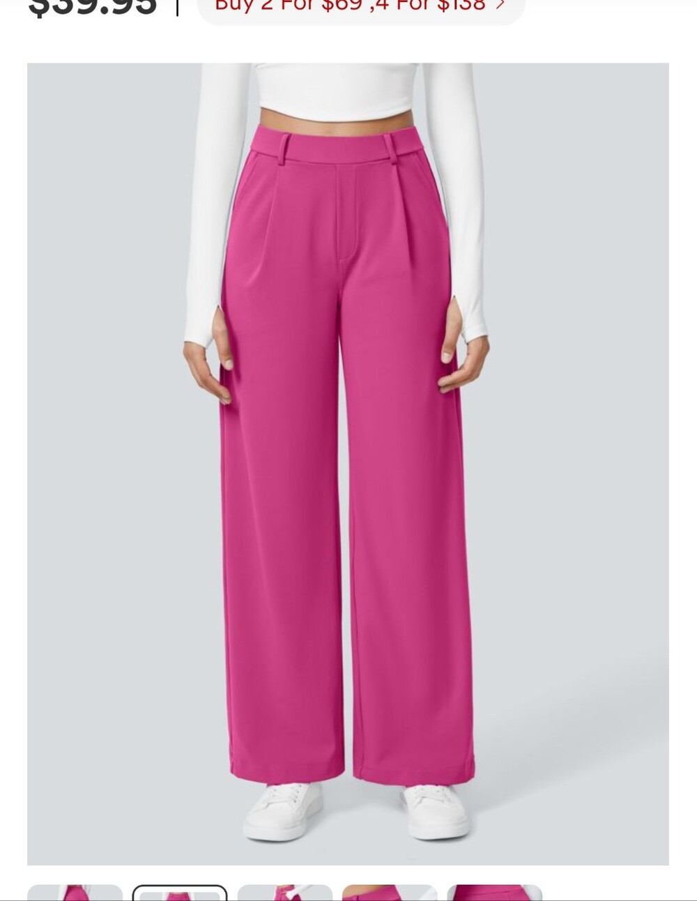 HALARA High-Waist Wide Leg Pants in Rasberry Rose